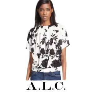 A.L.C.| NWT Silk Floral Short Sleeve Blouse Shirt Top Size 10 Classic Workwear
